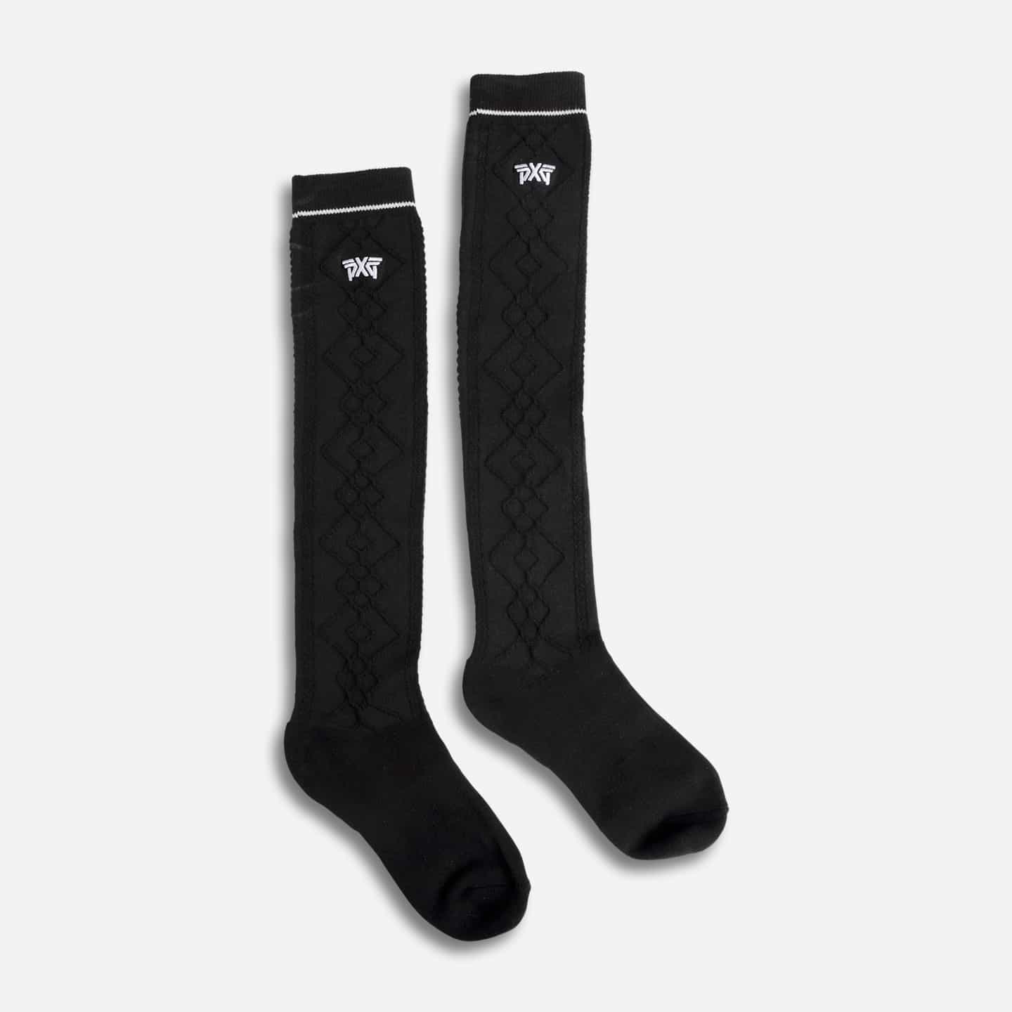 A-WE22SK-03BK-Womens-Jacquard-Knee-Socks-Black-Listing-1-50 Women's Jacquard Knee Socks - Image 1