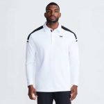 Men's Long Sleeve Knit Shoulder Panel Polo - Image 3