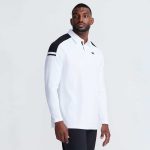 Men's Long Sleeve Knit Shoulder Panel Polo - Image 6