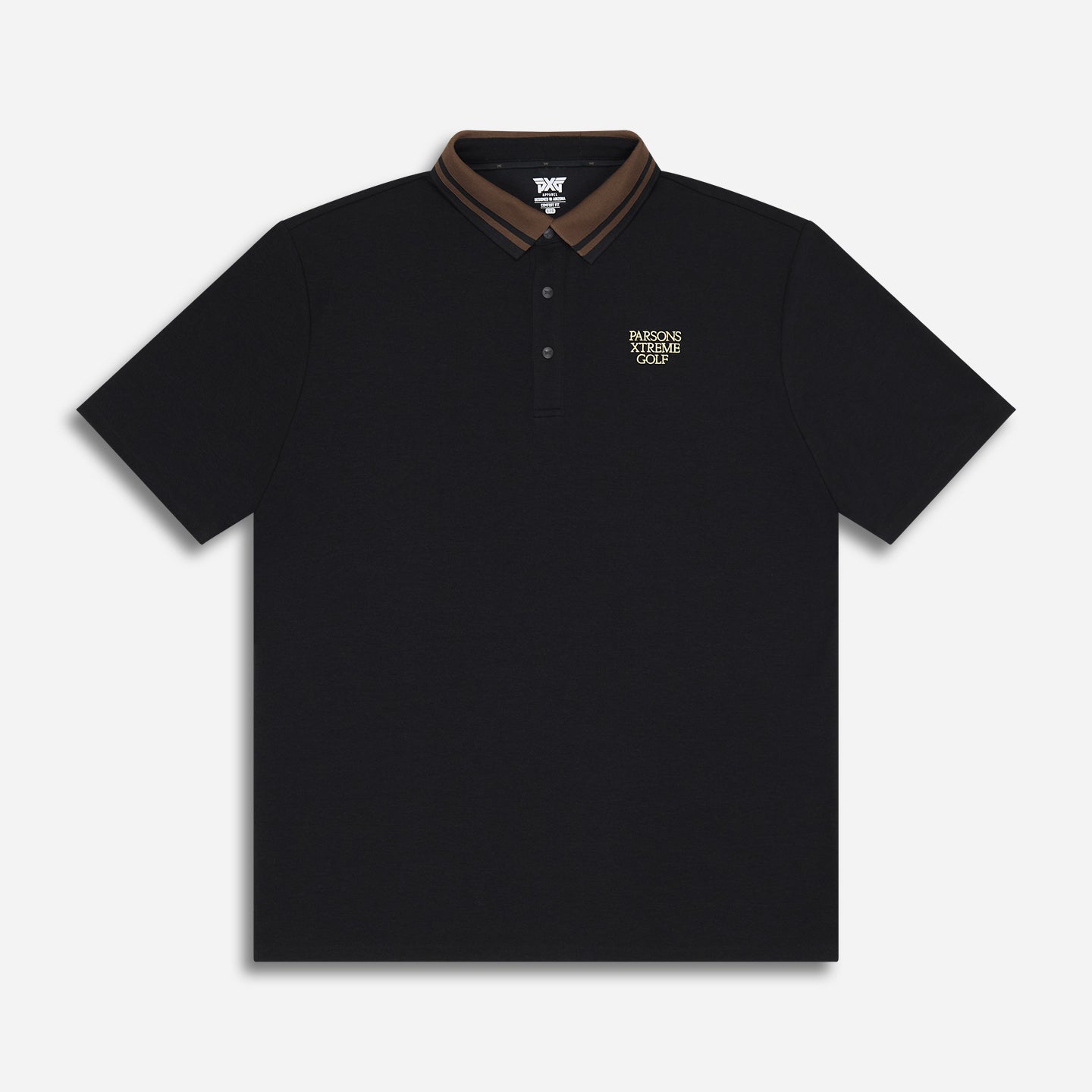 CM-MF25ATP1-01C-Mens-Comfort-Fit-Plush-Polo-Black-Lay-Flat-Front Men's Plush Polo - Image 1