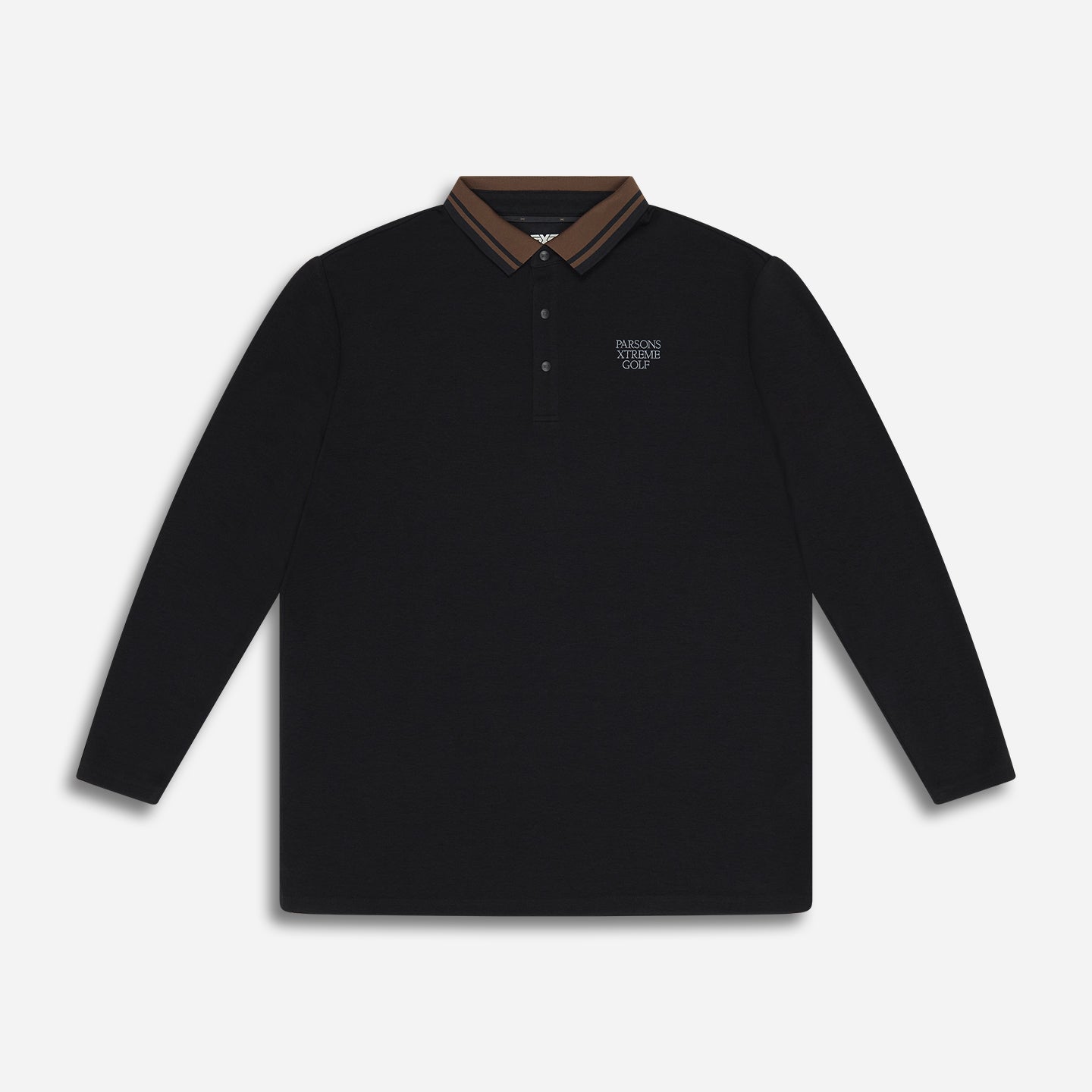 CM-MF25ATP2-02C-Mens-Comfort-Fit-Plush_-Long-Sleeve-Polo-Black-Lay-Flat-Front Men's Plush Long Sleeve Polo - Image 1