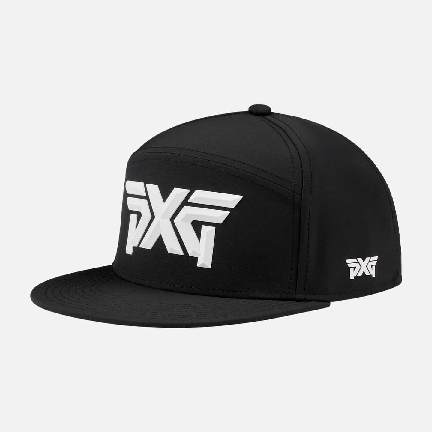 Camper-Flat-Bill-Snapback-Cap-Black-Listing-1-50 Camper Flat Bill Snapback Cap - Image 1