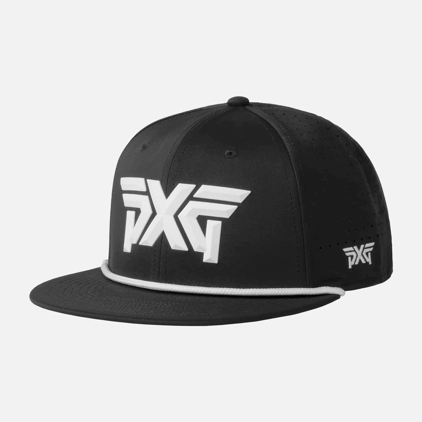 H-23PXG000101-Mens-6-Panel-High-Crown-Snapback-Cap-Black-White-Logo-Listing-1-50 6-Panel High Crown Snapback Cap - Image 1