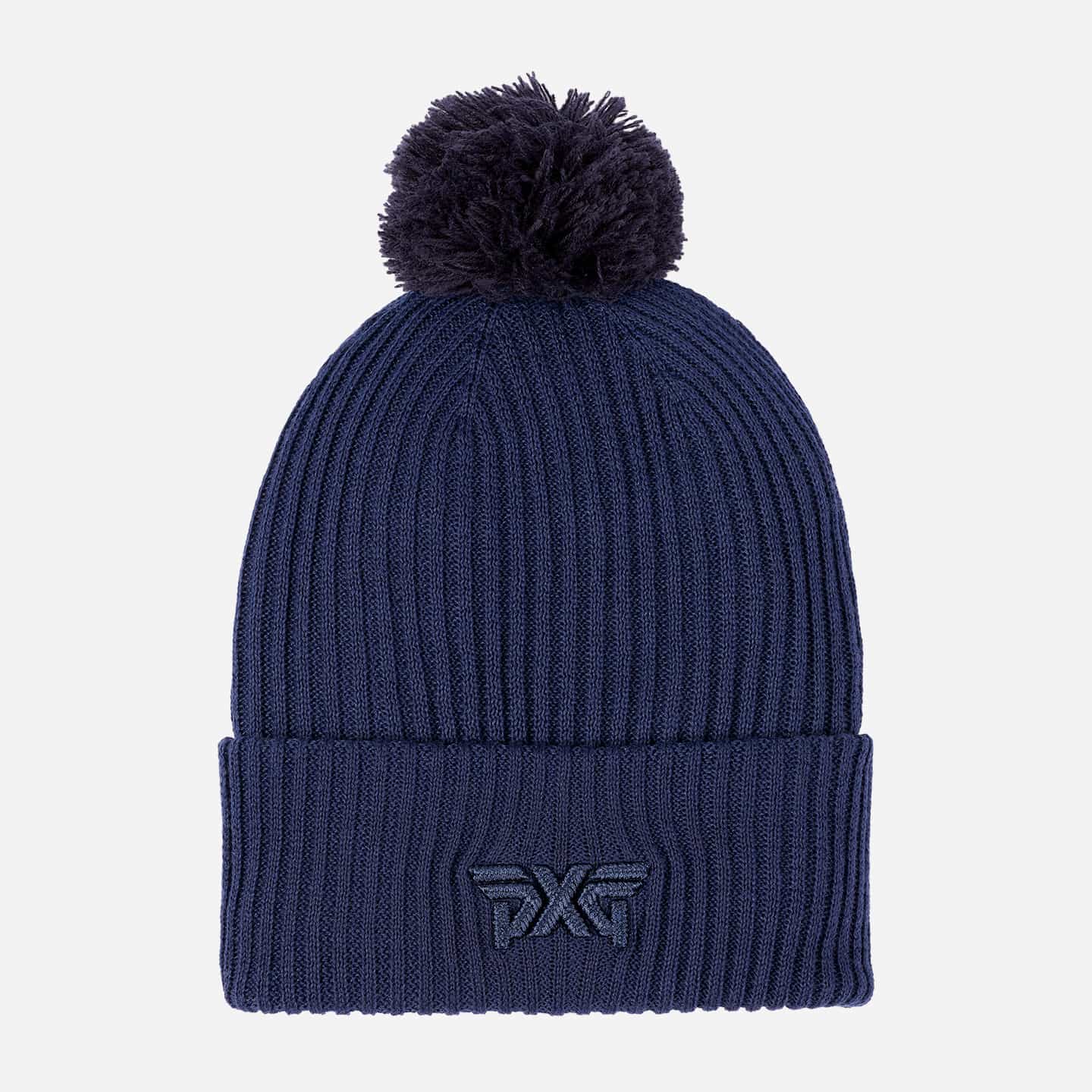 H-24PXG000183-1-OSFM-Rib-Knit-Cuff-Beanie-With-Pom-Peacoat-Listing-1-50 Rib Knit Cuff Beanie With Pom - Image 1