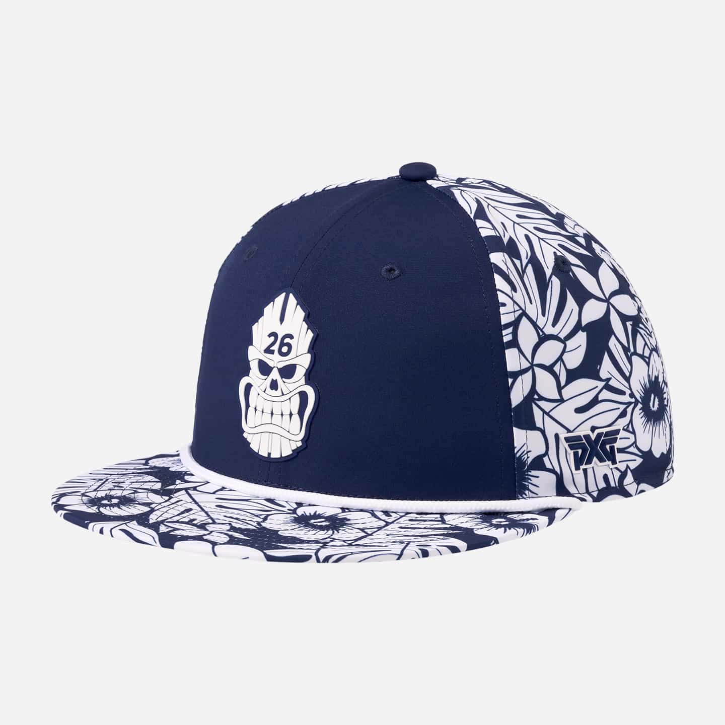 H-24PXG000208-1-NVY-OSFM-Darkness-Tiki-Skull-6-Panel-Flat-Bill-Cap-Navy-Listing-1-50 Parsons Xtreme Golf (PXG) makes the world's finest golf clubs & equipment, engineered for golfers at every level & custom fitted to maximize performance.
