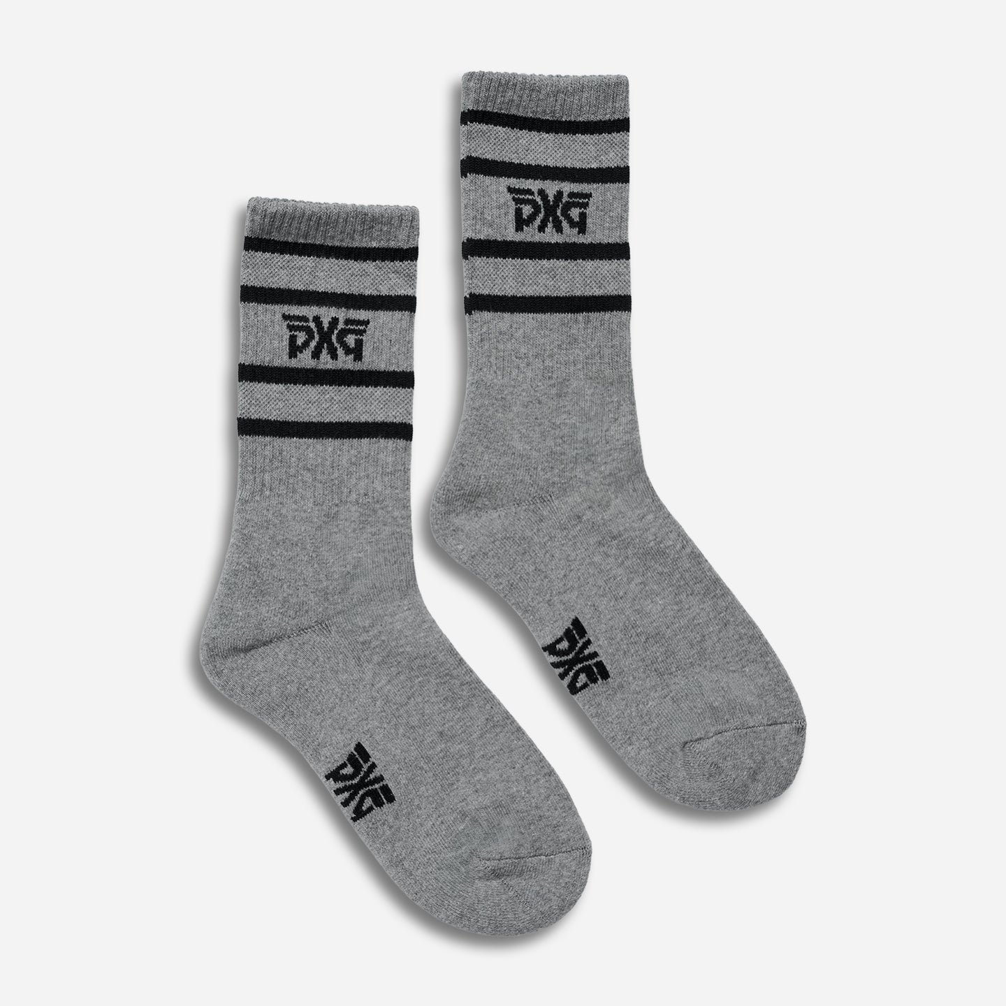 ME25SC-01GR-Mens-Stripe-Crew-Socks-Gray-Lay-Flat-Listing-1 Men's Stripe Crew Socks - Image 1