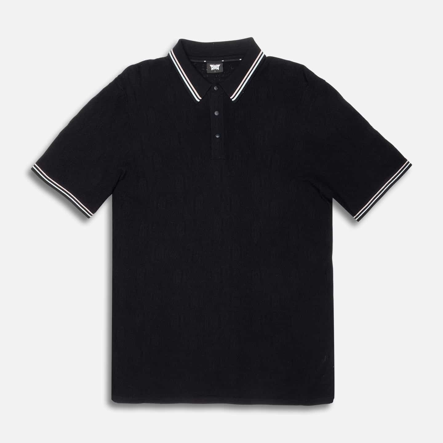 Mens-Multi-Logo-Jacquard-Knitted-Polo-Lay-Flat-50 Men's Multi-Logo Jacquard Knitted Polo - Image 1