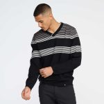 Men's Multi-Striped V-Neck Sweater - Image 4