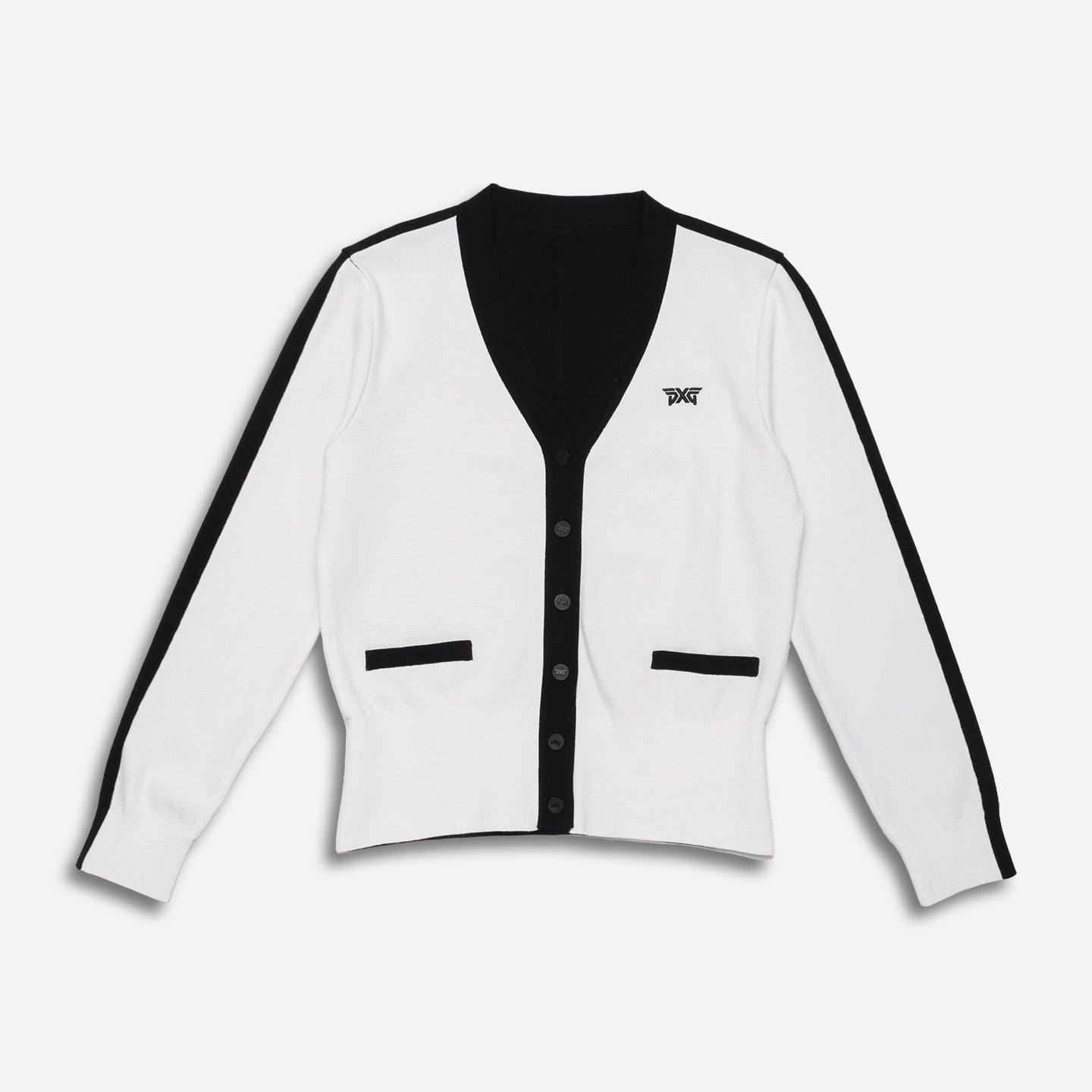 Womens-Contrast-V-Neck-Cardigan-Lay-Flat-Shopify Women's Contrast V-Neck Cardigan - Image 1