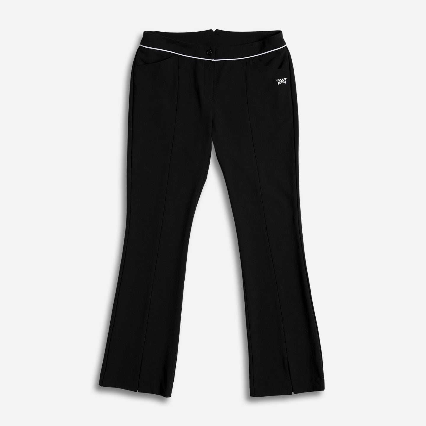 Womens-Front-Slit-Pants-Black-Lay-Flat-Shopify Women's Front Slit Golf Pants - Image 1