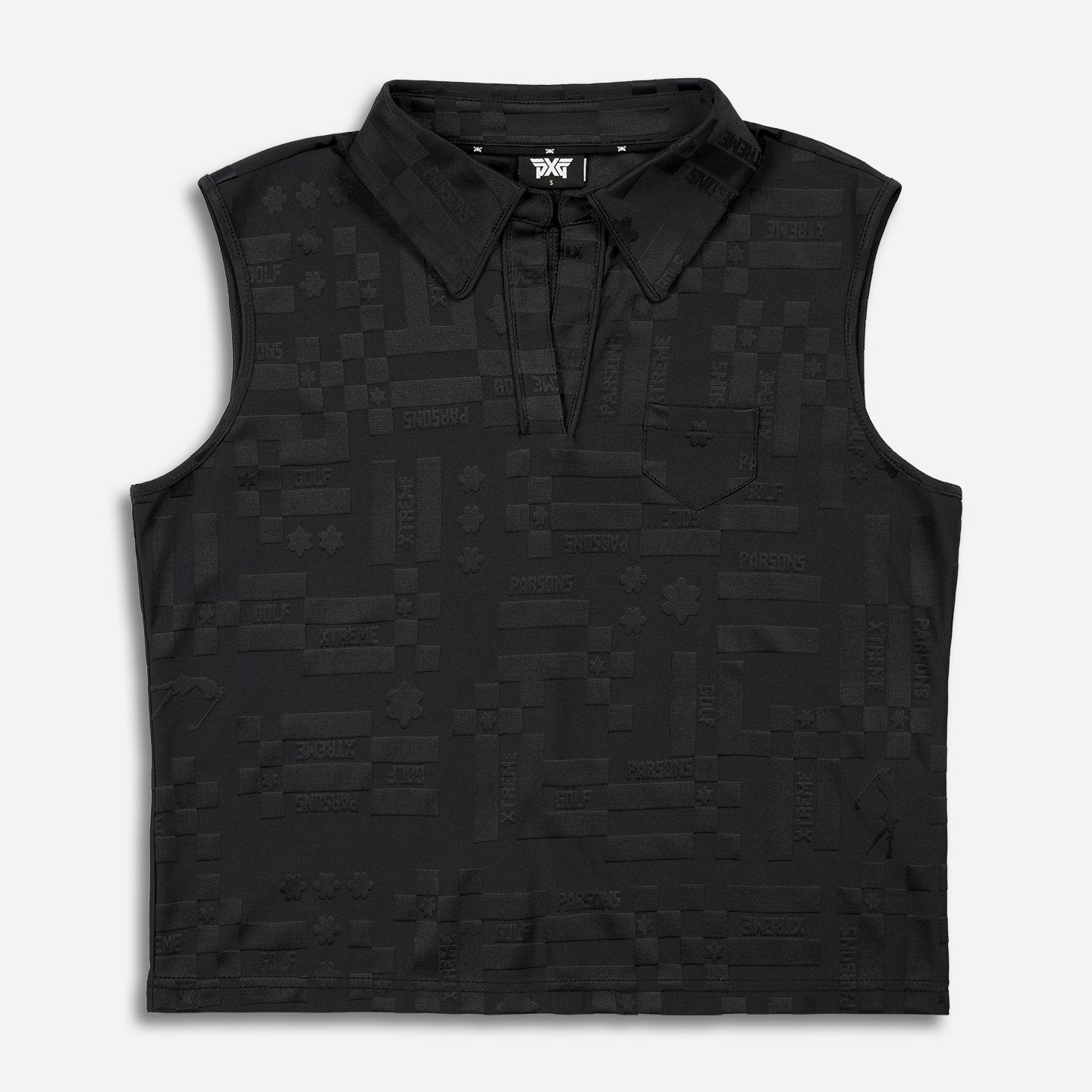 Womens-SheGolfs-Sleeveless-Polo-Black-Lay-Flat-Shopify Women's #SheGolfs Sleeveless Polo - Image 1