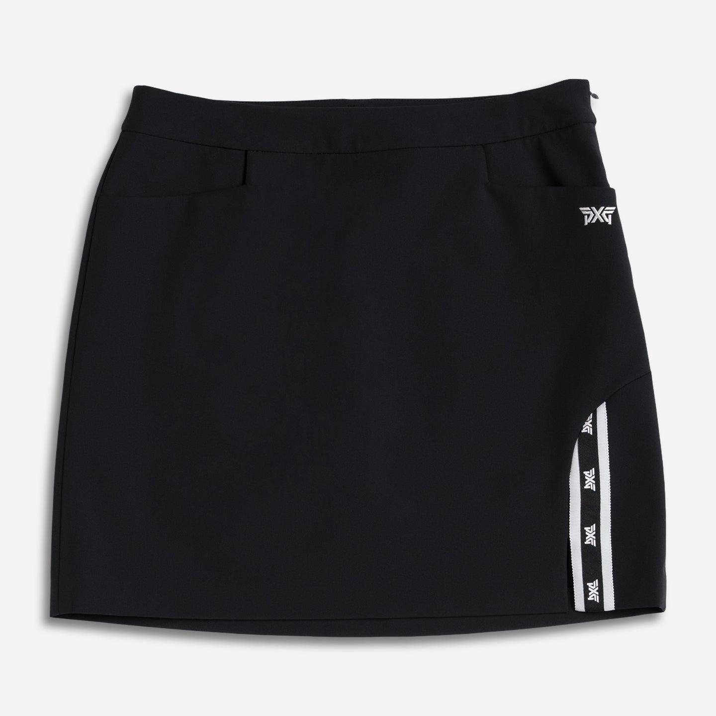 Womens-Side-Slit-Logo-Tape-Skirt-Black-Lay-Flat-Shopify Women's Side Logo Tape Skirt - Image 1